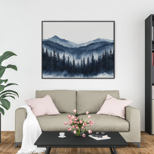 Póster Arte de Parede Minimalista Floresta de Montanha Ze