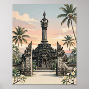 Poster Arte de parede minimalista vintage Denpasar Bali