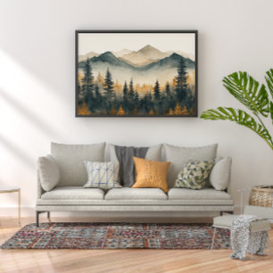 Póster Arte de Parede Minimalista Zen Floresta de Pinheir