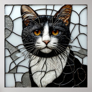 Poster Arte de Parede Mística Gótica Gato Preto Glow