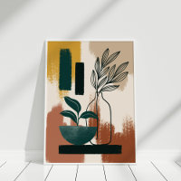 Arte de Parede Moderna Abstrata Botânica em Terrac
