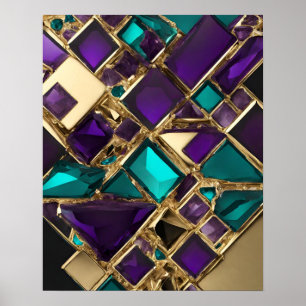 POSTER ARTE DE PAREDE MOSAIC TEAL PURPAL