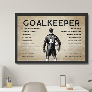 Poster Arte de Parede Motivacional de Futebol para Goleir