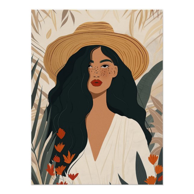 Póster Arte de Parede Mulher Boho (Frente)