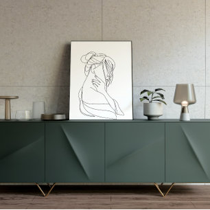 Poster Arte de Parede Mulher em Linha Minimalista   Abstr
