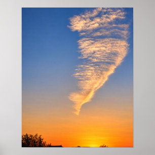 Poster Arte de Parede Nuvem Feérica Pôr do Sol Dourado
