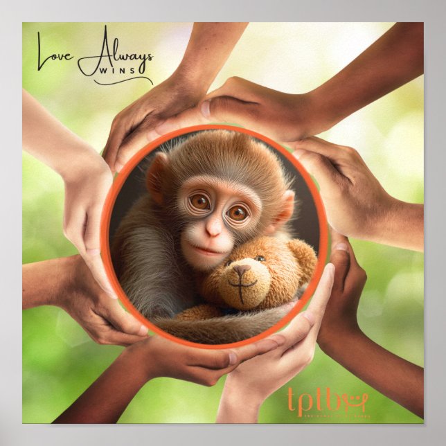 POSTER ARTE DE PAREDE O AMOR DE MACACO SEMPRE VENCE (Frente)
