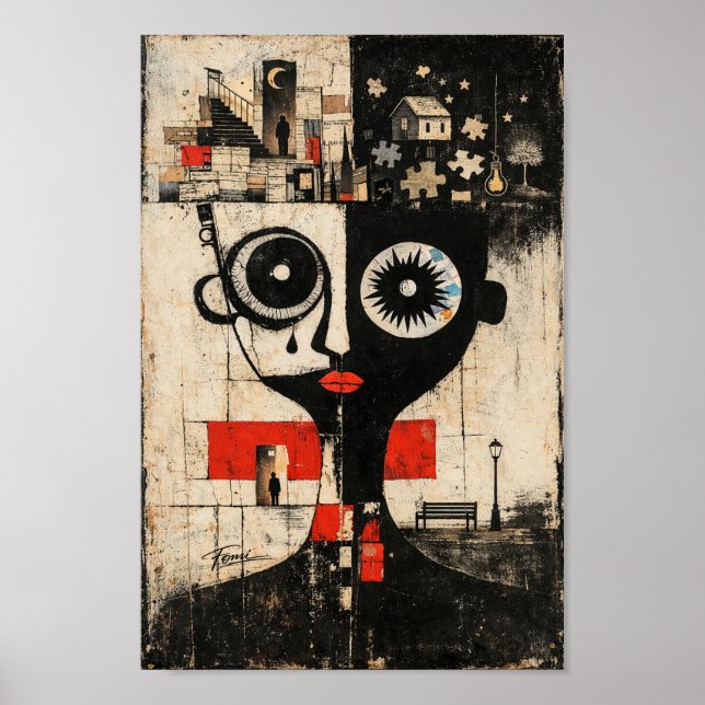 Poster Arte de parede paisagem mental surrealista abstrat (Frente)