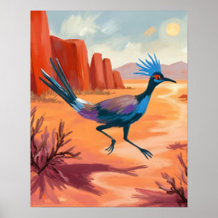 Poster Arte de Parede Paisagem Sudoeste Pássaro do Desert
