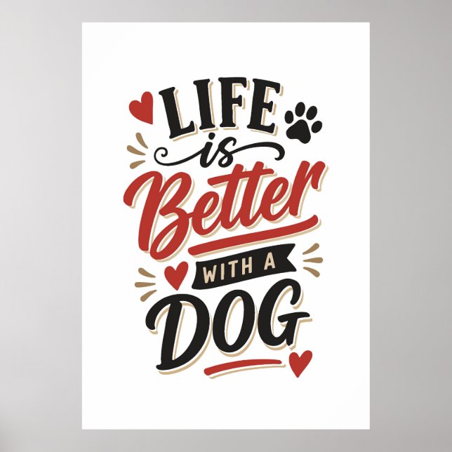Poster Arte de Parede para Amantes de Cachorros - A Vida  (Frente)