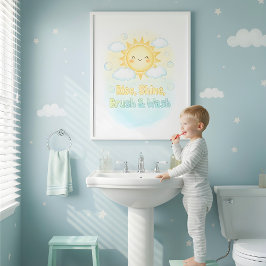Poster Arte de Parede para Banheiro Infantil Bom Dia Sol