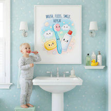 Arte de Parede para Banheiro Infantil Escove, Pass