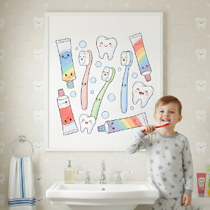 Poster Arte de Parede para Banheiro Infantil Festa da Esc