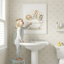 Poster Arte de Parede para Banheiro Infantil Safari