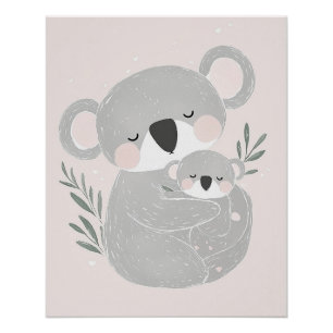 Póster Arte de Parede para Berçário com Estampa de Coala,