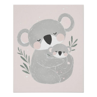 Póster Arte de Parede para Berçário com Estampa de Coala,