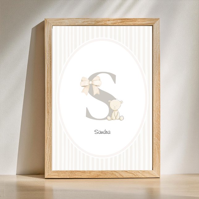 Poster Arte de Parede para Berçário com Letra R - Impress (Letter S Nursery Wall Art - Custom Baby Name Print)