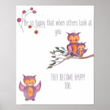 Arte de Parede para Berçário de Bebê Coruja em Aqu