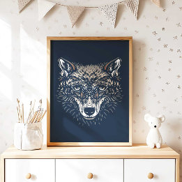 Poster Arte de parede para berçário de lobo da floresta I