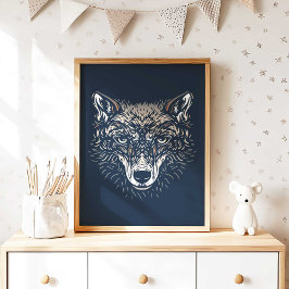 Poster Arte de parede para berçário de lobo da floresta I