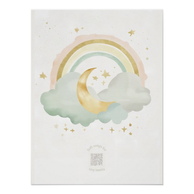 Póster Arte de Parede para Berçário de Lua Dormente em Aq (Frente)