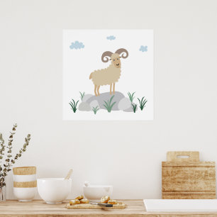 Poster Arte de Parede para Berçário de Ovelhas da Montanh