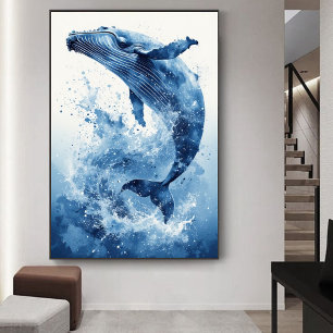 Poster Arte de Parede para Berçário de Praia com Baleia e