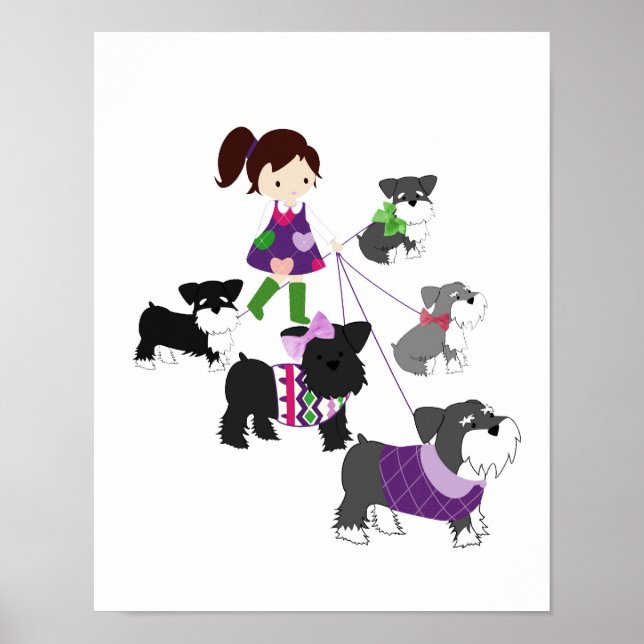 Poster Arte de Parede para Berçário de Schnauzer (Frente)