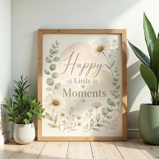 Poster Arte de Parede para Berçário Momentos Felizes