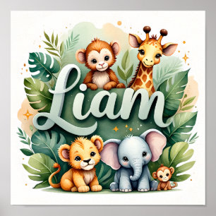 Poster Arte de Parede para Berçário Safari Liam