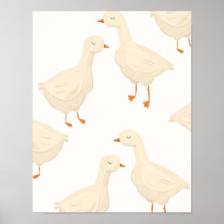 Poster Arte de Parede para Quarto de Bebês com Patos
