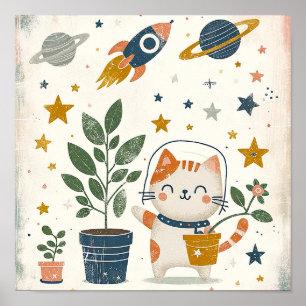 Poster Arte de Parede para Quarto de Crianças Astronauta