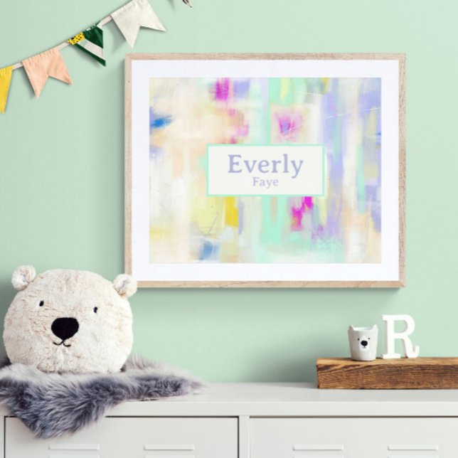 Poster Arte de Parede para Quarto de Crianças Nome Person (Customize the name! Shown with white mat and wood frame. (not included with purchase). Thank you!)