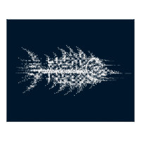 Arte de Parede Peixe Branco Glitch Pixel