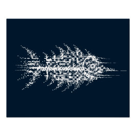 Póster Arte de Parede Peixe Branco Glitch Pixel