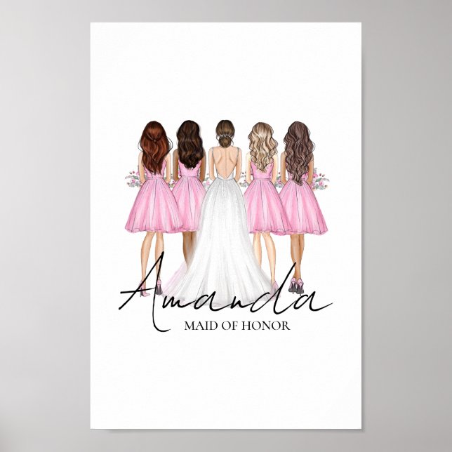 Poster Arte de Parede Personalizada com Nome da Dama de H (Frente)