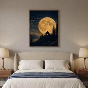 Poster Arte de Parede Personalizada de Cabana ao Luar