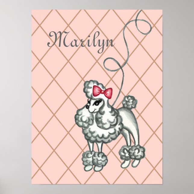 Poster Arte de Parede Personalizada de Poodle Francês Ros (Frente)