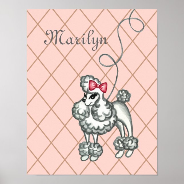 Poster Arte de Parede Personalizada de Poodle Francês Ros (Frente)