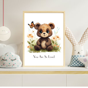 Poster Arte de Parede Personalizada de Ursinho de Bebê em
