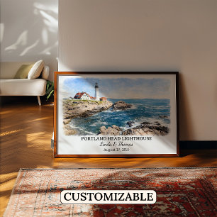 Poster Arte de parede personalizada do farol de Portland
