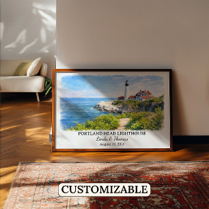 Poster Arte de parede personalizada do farol de Portland