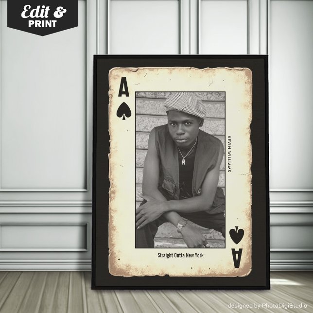 Poster Arte de parede personalizada para adolescentes reb (Custom Rebel Teen Wall Art, Poker Straight Outta Poster)