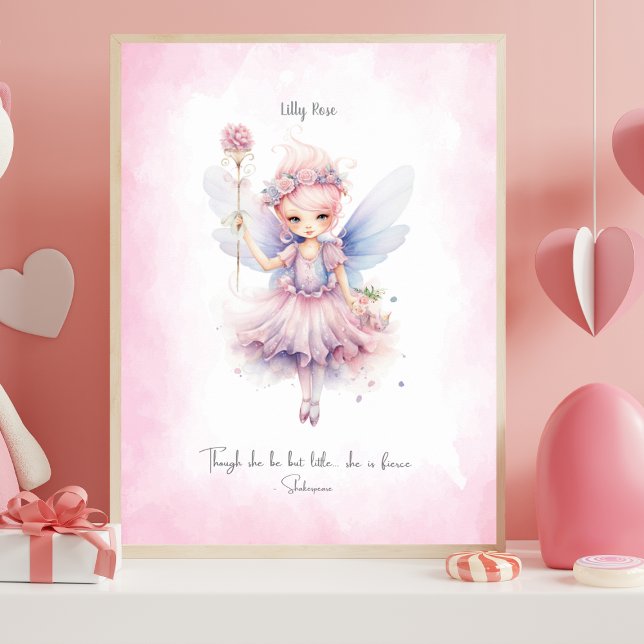 Poster Arte de Parede Personalizada para Berçário de Fada (Fairy Nursery Art - Personalized)