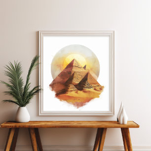 Poster Arte de Parede Pirâmides de Gizé Deserto Sol Egito
