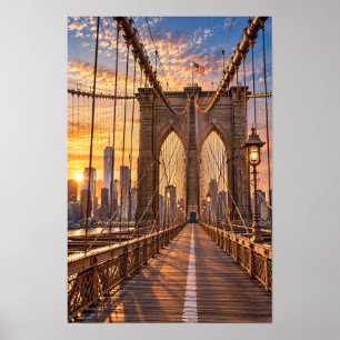 Poster Arte de Parede Ponte de Brooklyn Nova York Hora Do