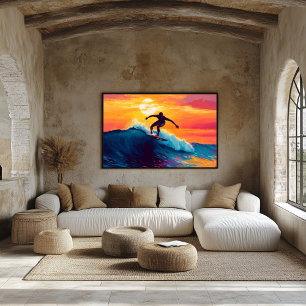 Poster Arte de Parede Pôr do Sol de Surf Pop Art – Pilota