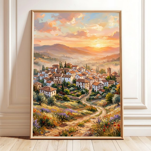 Poster Arte de Parede Pôr do Sol no Campo Impressionista (Criador carregado)