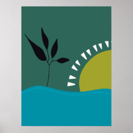 Poster arte de parede pôster minimalista sol verde tendên
