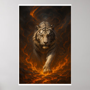 Poster Arte de Parede Premium Volcanic White Tiger – Arte